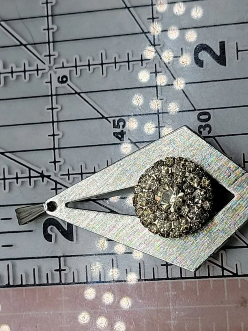 Schiaparelli Pendant Watch Vintage Rhinestone Cluster Top Silver Tone Rare Find